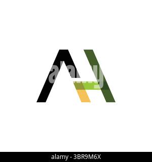 Logo AH o ha. Logo esclusivo, accattivante, moderno e creativo, con icona a lettera iniziale AH ha A H. AH Initial Modern Logo Brand Identity Illustrazione Vettoriale