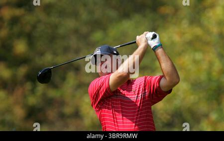 Kenny Perry nell'ultimo giorno delle 37 partite della Ryder Cup, 2008, Valhalla GC, Louisville, Kentucky. Foto: Mark Newcombe / visionsingolf.com ​The 37 partite della Ryder Cup si sono svolte dal 19 al 21 settembre 2008 al Valhalla Golf Club di Louisville, Kentucky. Team USA, ha sconfitto Team Europe, con un punteggio di 16½ a 11½. Questa vittoria pose fine alla striscia europea di tre vittorie consecutive e segnò il più grande margine di vittoria degli Stati Uniti dal 1981. Foto Stock