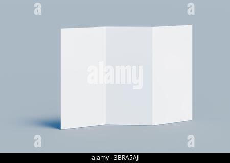 Mockup flyer con piega a fisarmonica (a zigzag o a leporello) su sfondo blu Foto Stock