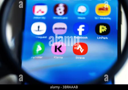 Secondo un'indagine del quotidiano Dagens Nyheter, le guardie del corpo del servizio di sicurezza svedese (svedese: Säkerhetspolisen, Säpo) hanno divulgato informazioni che avrebbero potuto influenzare la sicurezza del primo ministro svedese in diverse occasioni tramite l'app di formazione Strava. Foto Stock