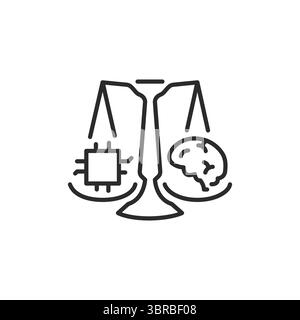 Icona AI vs equilibrio umano Illustrazione Vettoriale
