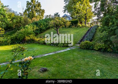 L'insediamento orto chiamato Rothoffska Koloni nell'ex Zidadelle di Landskrona. Gullregnstigen, Landskrona, Skåne län, Svezia Foto Stock