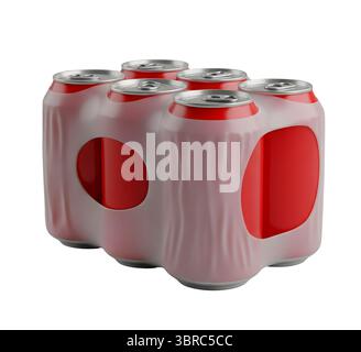 Confezione di lattine per bevande in Shrink Wrap, rendering 3D minimalista in un Renderer morbido e liscio Foto Stock
