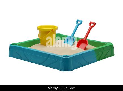 Rendering 3D minimalista Sandbox per bambini in un rendering morbido e liscio Foto Stock