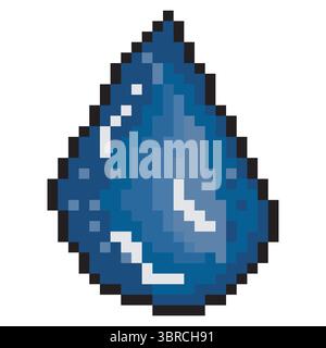 Goccia d'acqua in stile pixel art Illustrazione Vettoriale