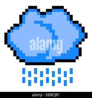 Nuvole di pioggia con pixel art Illustrazione Vettoriale
