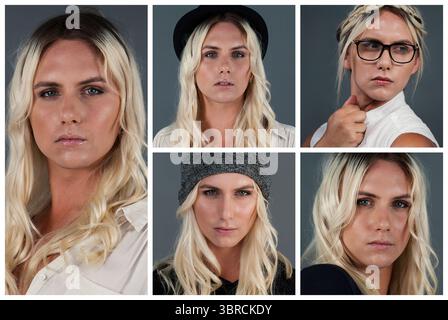 Persone collage ritratto singolo 5 Foto Stock