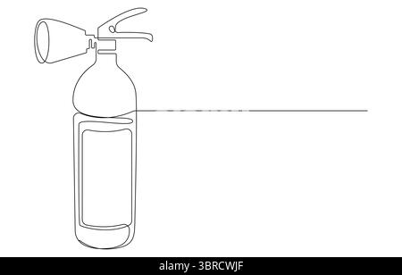 Disegno a linea singola dell'estintore, disegno a linea singola di un estintore Illustrazione Vettoriale