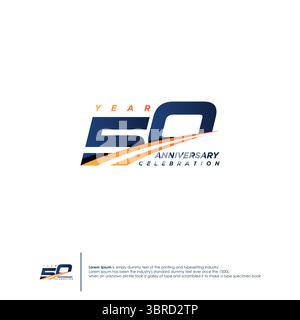 50 anni anniversario design logotipo modello di design piatto. Illustrazione vettoriale Illustrazione Vettoriale