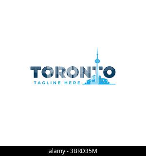 Toronto Letter con silhouette skyline di Toronto in stile piatto. Illustrazione vettoriale Illustrazione Vettoriale