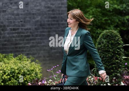 Londra, Regno Unito. 9 luglio 2025. Rachel Reeves, Cancelliere dello Scacchiere, arriva al numero 10 di Downing Street durante la visita di Stato del Presidente francese Emmanuel Macron. Foto Stock