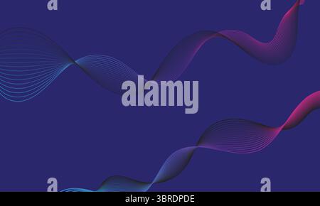 Linee ondulate astratte vibranti sfondo blu Illustrazione Vettoriale