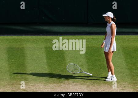 Wimbledon, Regno Unito. 12 luglio 2025. IgA Swiatek (POL) vince il Ladie's Championship a Wimbledon 2025. Crediti: Corleve/Alamy Live News Foto Stock