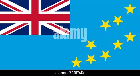 Bandiera delle Tuvalu – bandiera nazionale con Union Jack e nove stelle che rappresentano le isole, simbolo del paese dell'Oceania, illustrazione vettoriale, adottata nel 1997 Illustrazione Vettoriale