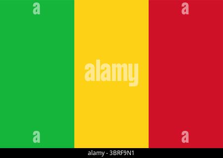 Bandiera del Mali che fluttua su Bamako, tricolore verticale di strisce verdi, gialle e rosse, bandiera nazionale ufficiale – illustrazione vettoriale Illustrazione Vettoriale