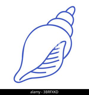 Conchiglia a spirale in stile art color blu marino. Icona marina disegnata a mano. Illustrare l'illustrazione isolata del vettore. Illustrazione Vettoriale