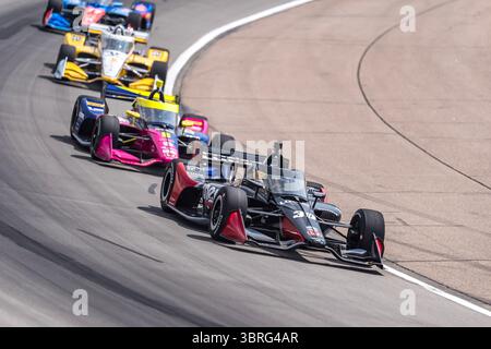 Newton, Ia, Stati Uniti. 12 luglio 2025. Il pilota DELLA SERIE NTT INDYCAR, DEVLIN DEFRANCESCO (30) (CAN) di Toronto, Canada, corre attraverso le curve durante il SYNK 275 MOTORIZZATO SUKUP all'Iowa Speedway di NEWTON IA. (Credit Image: © Walter G. Arce Sr./ASP via ZUMA Press Wire) SOLO PER USO EDITORIALE! Non per USO commerciale! Foto Stock