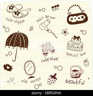 ragazza carina e vettore di trucco Illustrazione Vettoriale