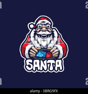 Design vettoriale con logo della mascotte Babbo Natale e design moderno per la stampa di badge, emblemi e t shirt. Illustrazione di Babbo Natale. Illustrazione Vettoriale