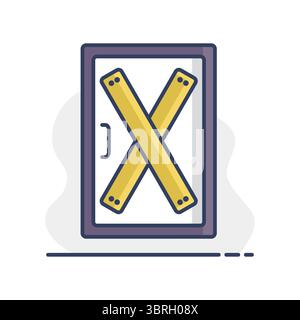 A bordo su porta vettore isolato icona, l'installazione di schede sulla porta per impedire l'accesso non autorizzato, o abbandonato. Dimostrazione, protesta, sciopero, revo Illustrazione Vettoriale