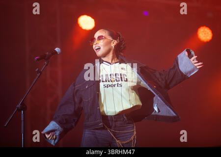 Novi Sad, Serbia. 12 luglio 2025. Mystic Marley si esibisce al festival musicale EXIT DI Novi Sad, in Serbia, il 12 luglio 2025. (Foto di Maxim Konankov) credito: NurPhoto SRL/Alamy Live News Foto Stock