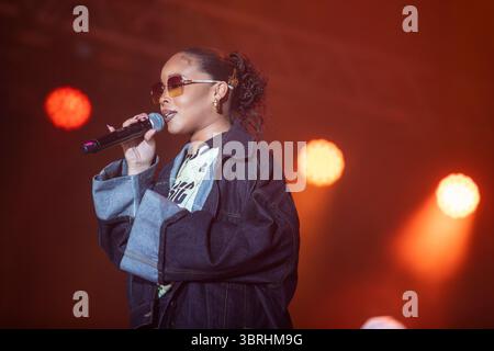Novi Sad, Serbia. 12 luglio 2025. Mystic Marley si esibisce al festival musicale EXIT DI Novi Sad, in Serbia, il 12 luglio 2025. (Foto di Maxim Konankov) credito: NurPhoto SRL/Alamy Live News Foto Stock