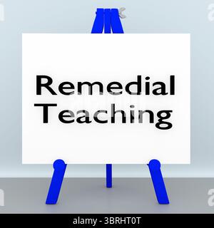 Illustrazione 3D di un treppiede, che mostra lo script Remedial Teaching. Foto Stock