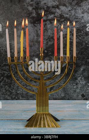 Festa ebraica simbolo Stella di Davide Hanukkah menorah Hanukkah, il Festival Ebraico di luci Foto Stock