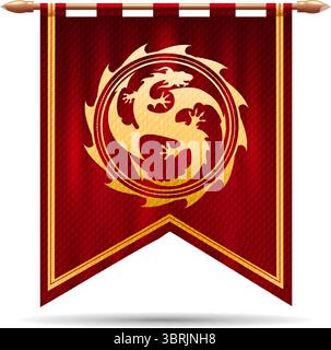 Lancia la bandiera araldica del drago Illustrazione Vettoriale