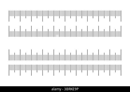 Set di grafici 10 centimetri. Righelli metrici. Misurazione, sagoma per utensili da cucire. Indicatore di misurazione in cm. Scala per righello in centimetri. Misurazione, lunghezza Illustrazione Vettoriale