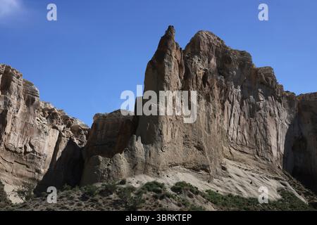 La Valle dei Monti a forma di castello di Airakty, Mangystau Foto Stock