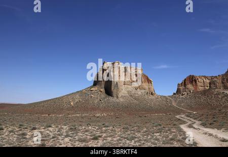 La Valle dei Monti a forma di castello di Airakty, Mangystau Foto Stock