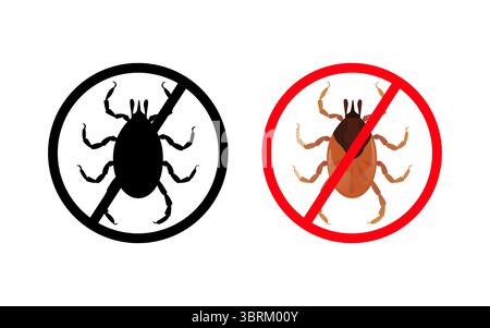 Segno di stop di acari, encefalite, malattia di lyme, infezione Illustrazione Vettoriale