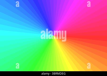 La vivace stella arcobaleno con raggi in stile ruota a colori HSB è audace, geometrica e accattivante Foto Stock