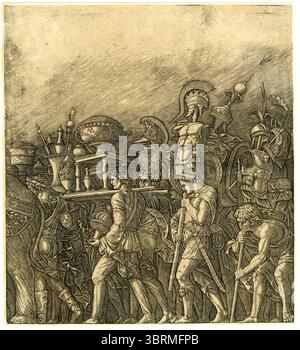 Mantegna - dopo - il trionfo di Cesare, con i soldati che portano i trofei, 1834,0804.345. Foto Stock