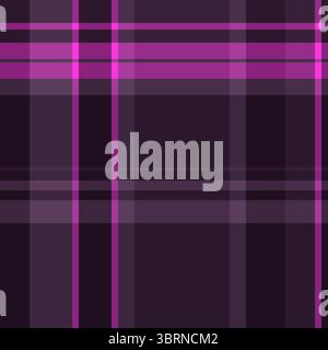 Stampa in tessuto con motivo a scacchi, micro texture in tartan senza cuciture. Sfondo in tessuto vettoriale astratto con tavolozza di colori scuri e magenta. Illustrazione Vettoriale