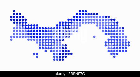 Mappa punteggiata di Panama. Mappa digitale del paese su sfondo bianco. Forma Panama con punti circolari. Stile puntini colorati. Cerchi di grandi dimensioni. Illustrazione Vettoriale