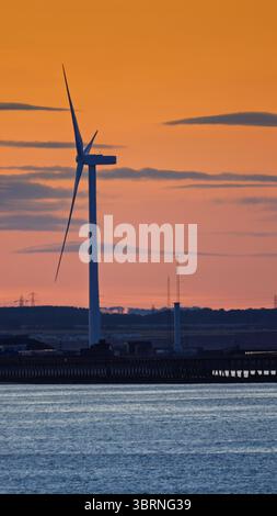 Hazy Golden Hour a Seaton Sluice Beach, Northumberland, luglio 2025 Foto Stock
