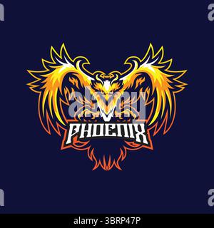 Design vettoriale con logo della mascotte Phoenix con un moderno stile di illustrazione per la stampa di badge, emblemi e t shirt. Illustrazione di Angry phoenix per lo sport. Illustrazione Vettoriale