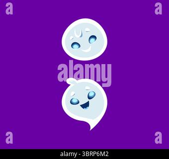 Carattere del fumetto fantasma del punto e virgola di Halloween. Spaventoso mostro di Halloween divertente carattere speciale, simpatici fantasmi caratteri alfabetici latini elemento vettoriale. Segno di punteggiatura ABC inglese Illustrazione Vettoriale