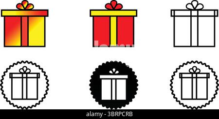 Set icone confezione regalo Illustrazione Vettoriale