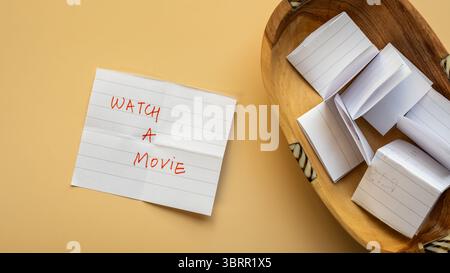 Sfondo per attività ricreative e di divertimento, attività da fare sullo sfondo del poster del fine settimana, sfondo del concetto di divertimento Foto Stock