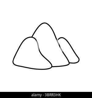Arte minimalista di tre colline ondulate. Design vettoriale bianco e nero pulito, perfetto per temi ecologici, loghi naturali, paesaggi rurali, viaggi tranquilli Illustrazione Vettoriale