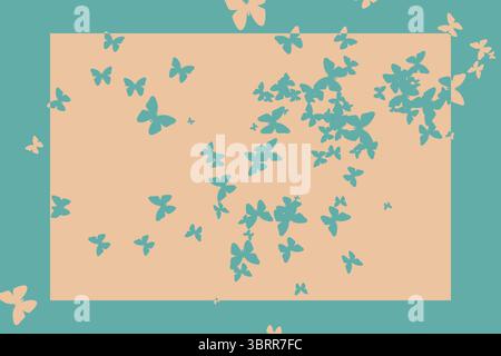 Stencil butterfly pattern design nei colori beige e blu Foto Stock