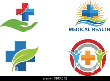 Design con logo incrociati per il settore sanitario Illustrazione Vettoriale