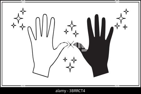 Illustrazione vettoriale a cinque mani in bianco e nero Illustrazione Vettoriale