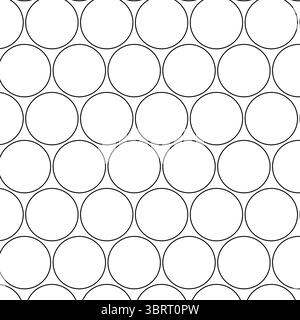 Puntini ripetuti circolano fiori motivo senza cuciture. Illustrazione della linea grafica vettoriale. Sfondo con sovrapposizione fumettistica in bianco e nero. Sfondo effetto raster Illustrazione Vettoriale