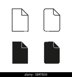 Icona del file del documento. Simbolo del foglio di carta. Vettore pittogramma pagina. Contorno minimo. Illustrazione Vettoriale