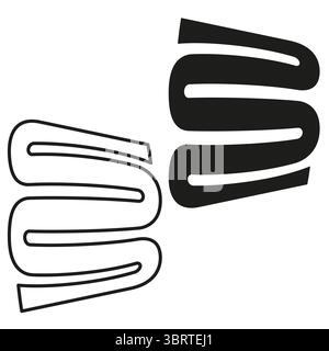 Contorno uniforme S. icona grassetto pieno. Vettore curva moderna. Stile lineare e pulito. Illustrazione Vettoriale