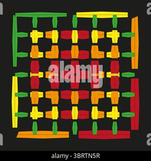 Quadrati della griglia. Forme trasversali astratte. Design geometrico multicolore. Illustrazione vettoriale art. Illustrazione Vettoriale